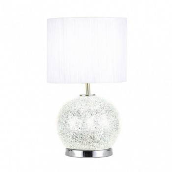 Distribuidor - Lâmpadas Diversas | Sobre Mesas Decoração | SOBREMESA CRISTAL SECOYA 1XE27+LED 5W 4000K 2 ENCEND.INDEP 50X30X30 CM MOSAICO ESPEJO/CROMO C/PANT BLANCA Ref: 138472020